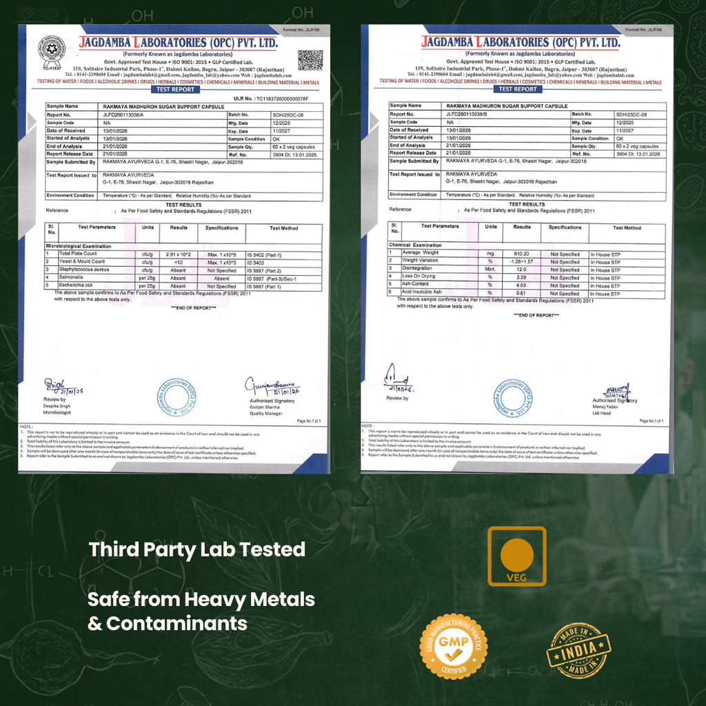 Madhuron | Ayurvedic Blood Sugar Support | FSSAI Certified | 60 Veg Capsules