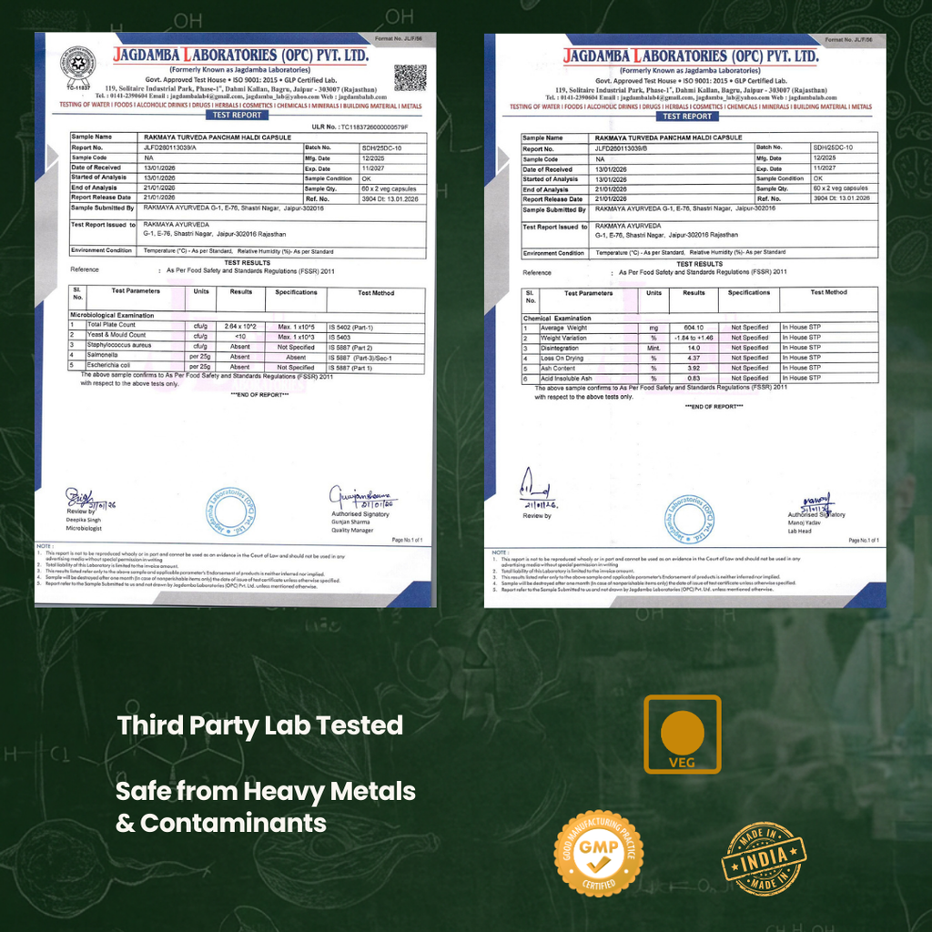 Turveda | Pancham Haldi Anti-Inflammatory Capsules | FSSAI Certified | 60 Veg Capsules