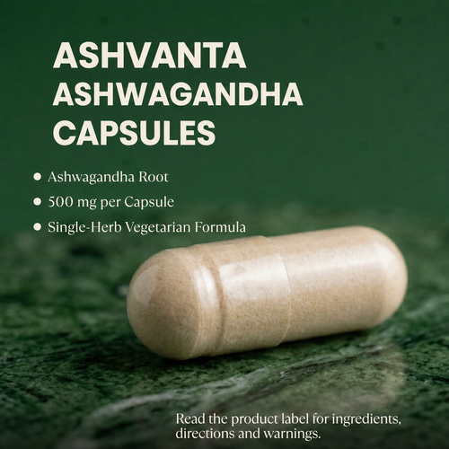 Ashvanta | Pure Ashwagandha Root Capsules | FSSAI Certified | 60 Veg Capsules