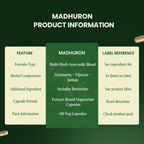 Madhuron|Herbal Wellness Supplement| FSSAI Certified | 60 Veg Capsules