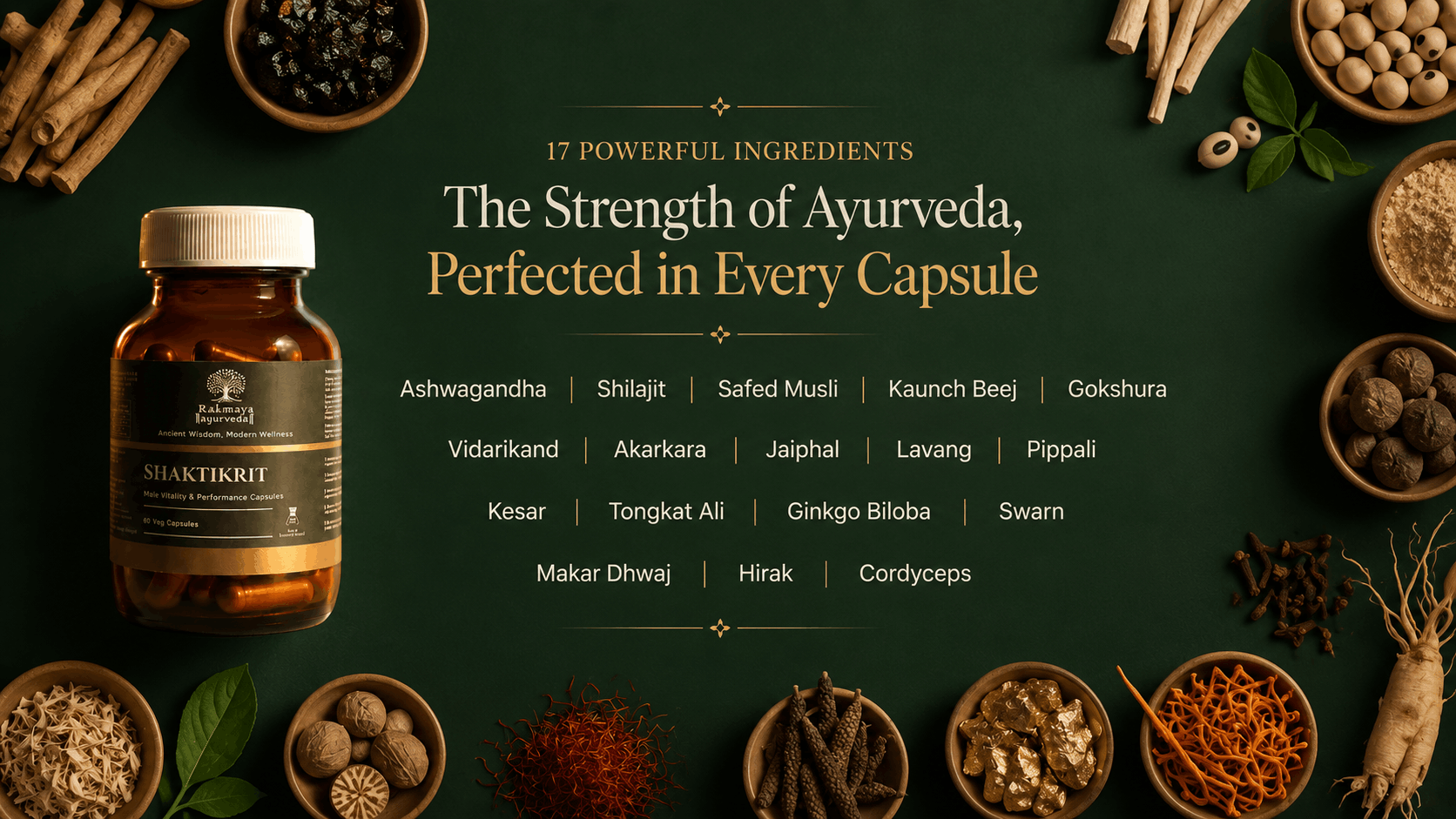 Shaktikrit | Ayurvedic Male Vitality Capsules | FSSAI Certified | 60 Veg Capsules Banner 1