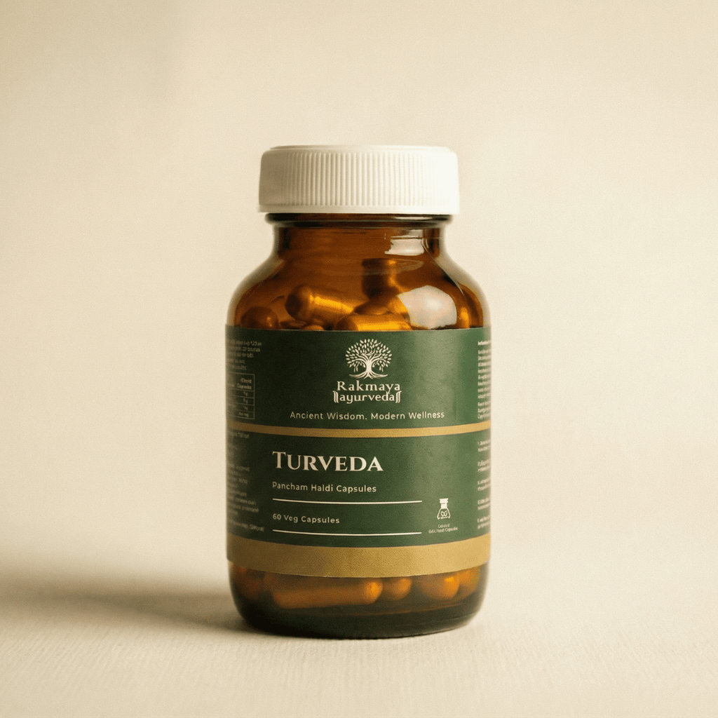 Turveda | Pancham Haldi Anti-Inflammatory Capsules | FSSAI Certified | 60 Veg Capsules